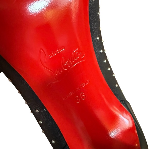 Christian Louboutin Calfskin Studded Dakita 100 Lace Up Booties EU 36 US 6 - Picture 10 of 13